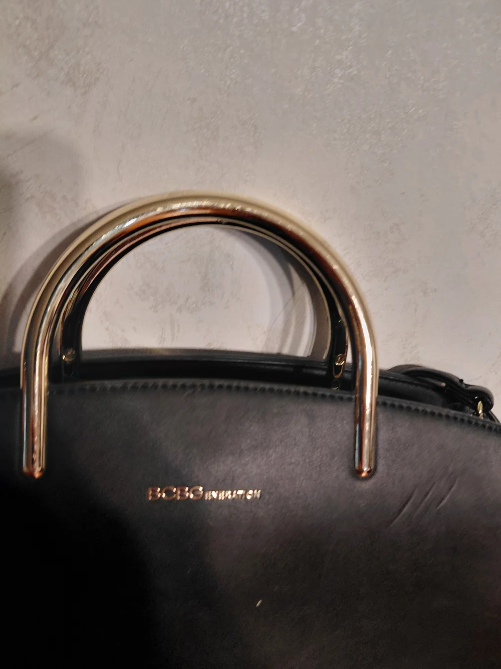 BCBG Black Satchel with Gold Top Handles